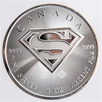 Coin Canada Superman 1 Ounce .999 Silver $5