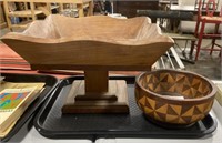 Hand carved wooden fruit bowl.