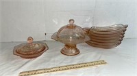 Eight Pieces of Depression Glass