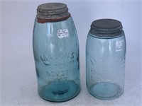 Mason patent aqua blue half gallon canning jar