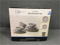 12 Piece Dinnerware Set - Grey