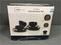 12 Piece Dinnerware Set - Black