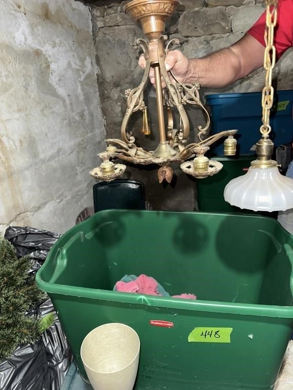 antique chandelier in tote