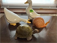 Turtle, Snail, & Goose Figurines