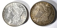 1884 & 1896 MORGAN DOLLARS, CH BU COLOR!