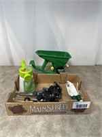 Hand spreader, sprinklers, garden tools, and