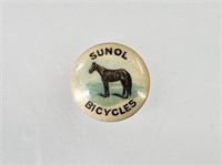 ANTIQUE CELLULOID SUNOL BICYCLES BUTTON