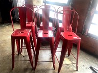 RED METAL BAR STOOL, SEAT 29.5 *BID PER ITEM