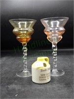 Vintage Art Glass Cordials and Toothpick Holder