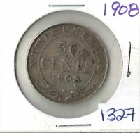 1908 NEWFOUNDLAND 50 CENT COIN