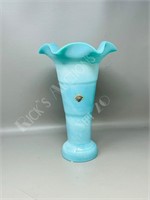 12" tall Altaglass - Blue art glass vase