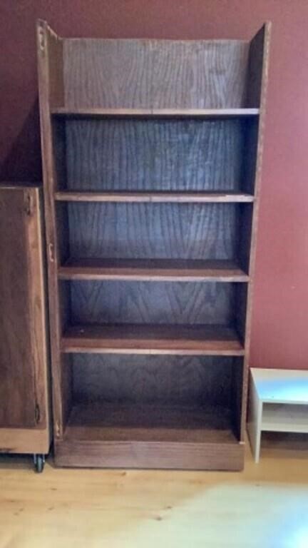 Bookshelf, rough cut at top, 31"x12"x67.5"