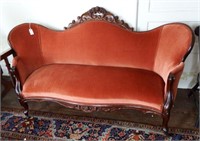 Victorian upholstered settee with floral