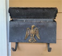 Vtg Mid Century Black Metal Mailbox