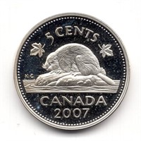 2007 Canada Proof Silver 5 Cent Coin