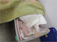 Tote Full of Stained Quilt & Other Items - Pick