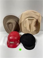 Vtg Miner Red Cap & Assorted Hats