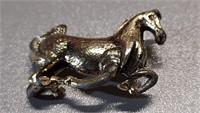 Vintage Pin Brooch Gold Toned Textured Horse