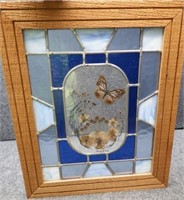 Framed Stained Glass Butterfly Panel
