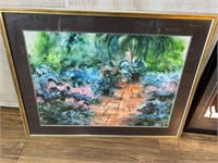 Tropical Patio Scene Watercolor