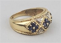 14K Gold, Sapphire & Diamond Ring.