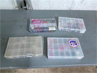 4 bins- 3 full beads/ necklace supplies