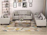 Sectional 3-Seater Sofa  Loveseat  Armchair  Beige