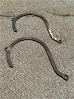 Antique metal parapet hooks, set of 2