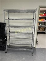 6 Tier Mobile Chrome Rack - 4' x 18 x 76