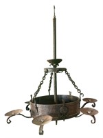 French Round Hammered Light with Fleur de Lis