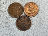 Three 1906 Indian head cents