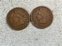 Two 1898 Indian head cents