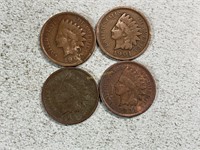 Four 1901 Indian head cents