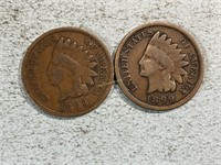 Two 1899 Indian head cents