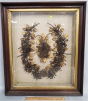 Antique Victorian Mourning Wreath in Deep Frame
