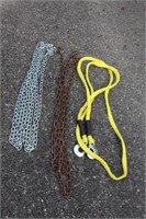 22' zinc coated chain, 14' tow chain with hooks