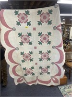 Handmade Green Floral Quilt,66"x87"