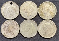 1943 - Georgivs VI  sixpence coins