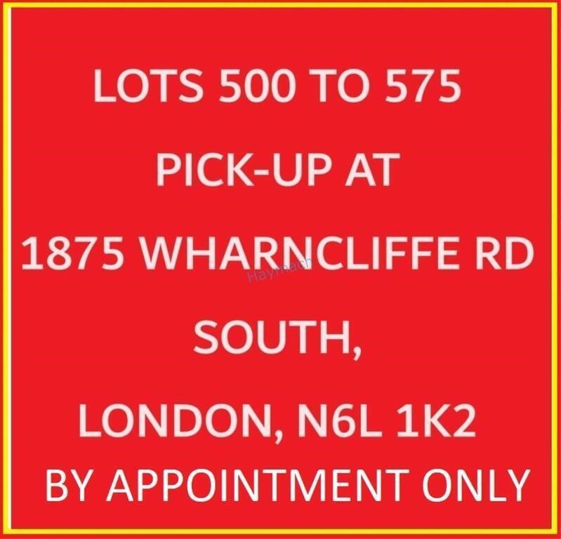 LOTS 500 TO 575 2ND PICK-UP LOCATION