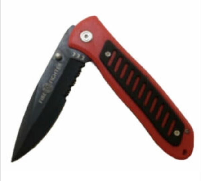 Firefighter Folding Knife With Belt Clip 3-1/2" BB