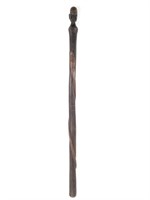 Carved Walking Stick Head of Man w Snake 36"