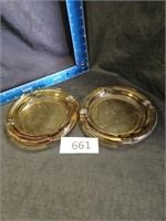 2 8" Amber glass ashtrays