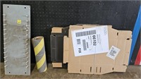 Display rack, safety tape, cardboard boxes