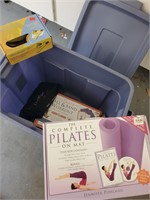 plastic tote and workout equipment
