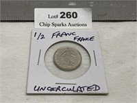 France UNC 1/2 Franc Coin