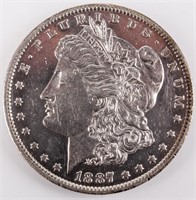 Coin 1887 Morgan Silver Dollar Gem B.U. PL