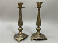 2 vintage brass candlestick holders