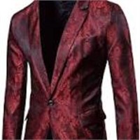 Men's One Button Suit Blazer 101#red Size XL See