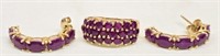 10k Gold & Ruby Sapphire Stone Ring & Earrings