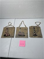 LIGHT HOUSE SET 3 CERAMIC HANGING TILES